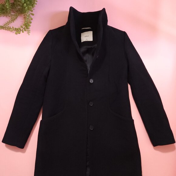Aritzia Wilfred Trench Coat Coccon Coat Classic Black Coat Wool and Cashmere - Picture 2 of 13